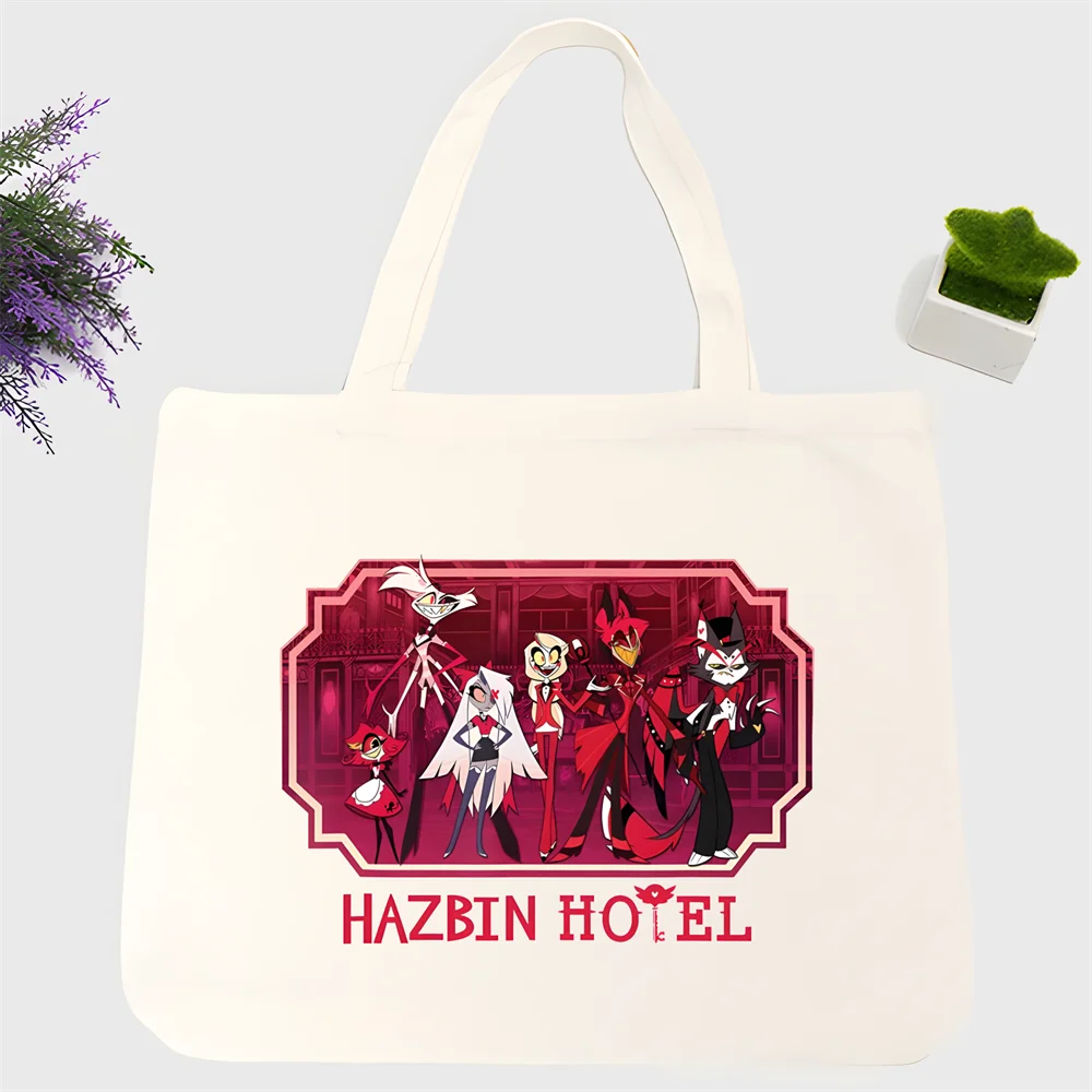 Hazbin Hotels Comedy Angel Dust Canvas Shoulder Bag Customize Handbag Ladies Casual Tote Large Capacity Reusable Shopping Bag
