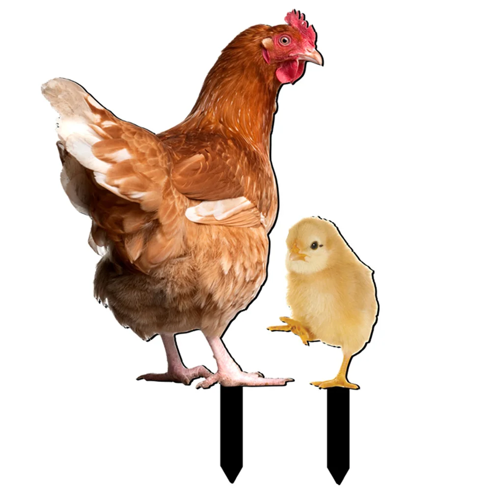 

2Pcs Acrylic Garden Chicken Stake Decorative Yard Insert Lawn Sign Outdoor Chicken Garden Decoration Lawn Animal Insert