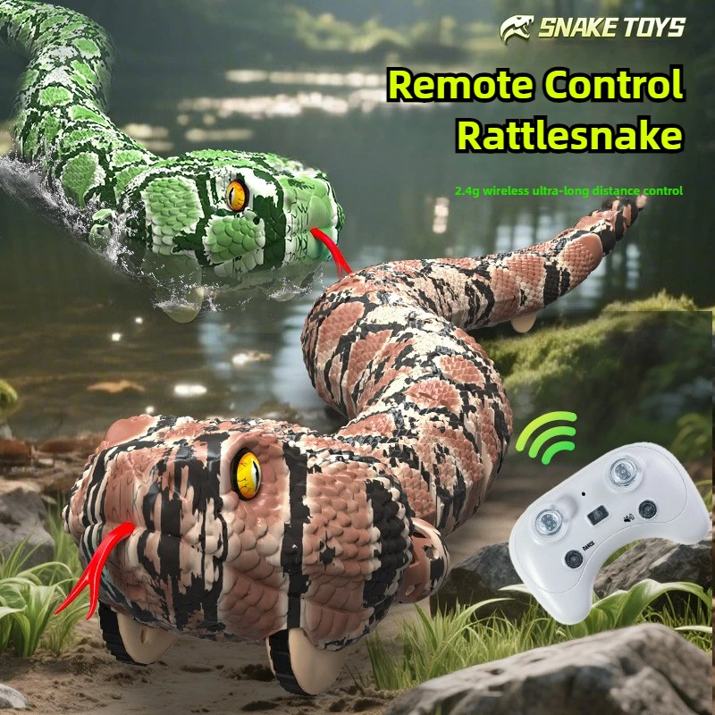 Kids Moving Electronic Animal Outdoor Remote Control Snake Toys Simulated Rattlesnake Crawling One Key Demo RC Controlled Snake