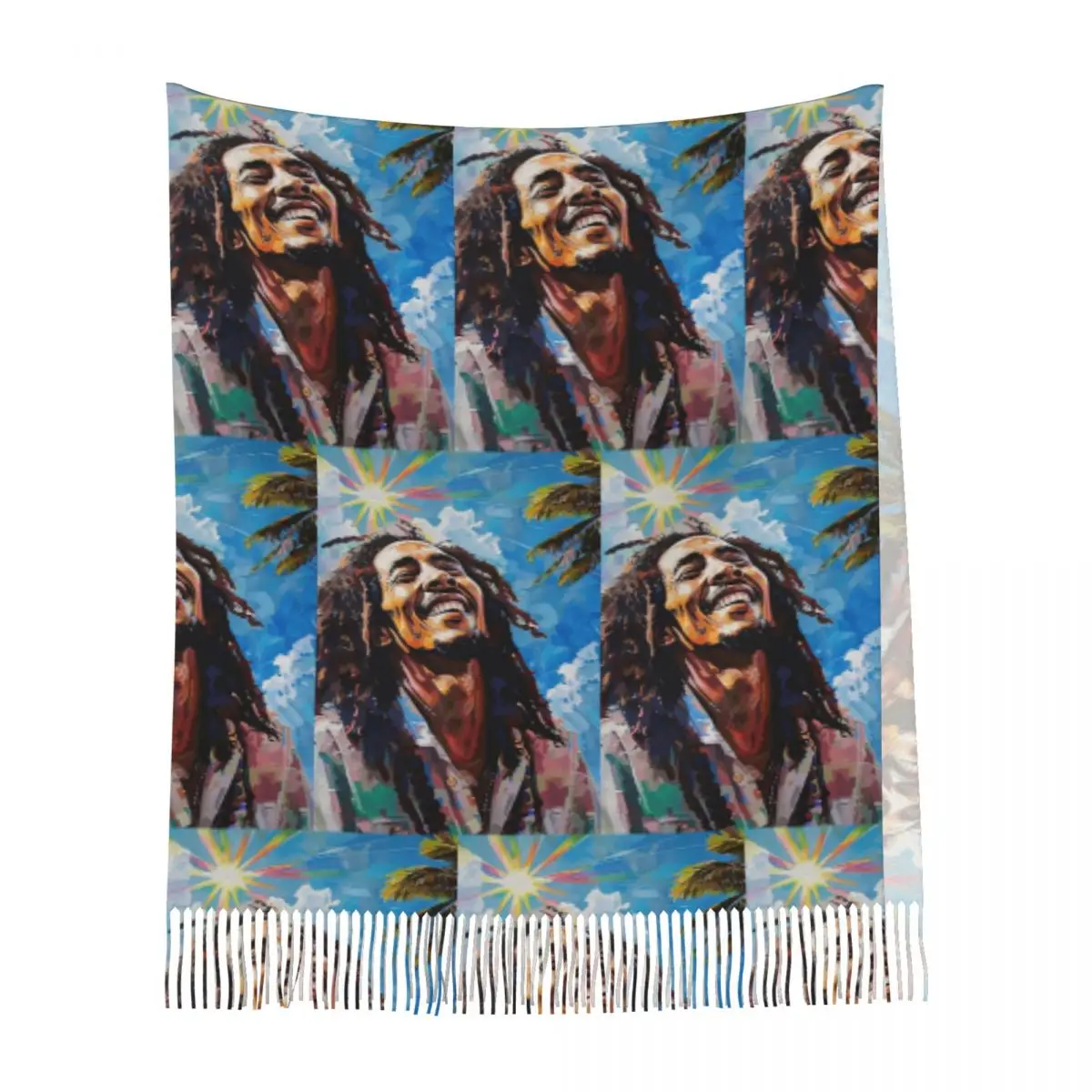 Funny Bob Marley Scarf Tassel Scarves Women Soft Warm Shawls and Wraps Long Fall Winter Shawl Wrap