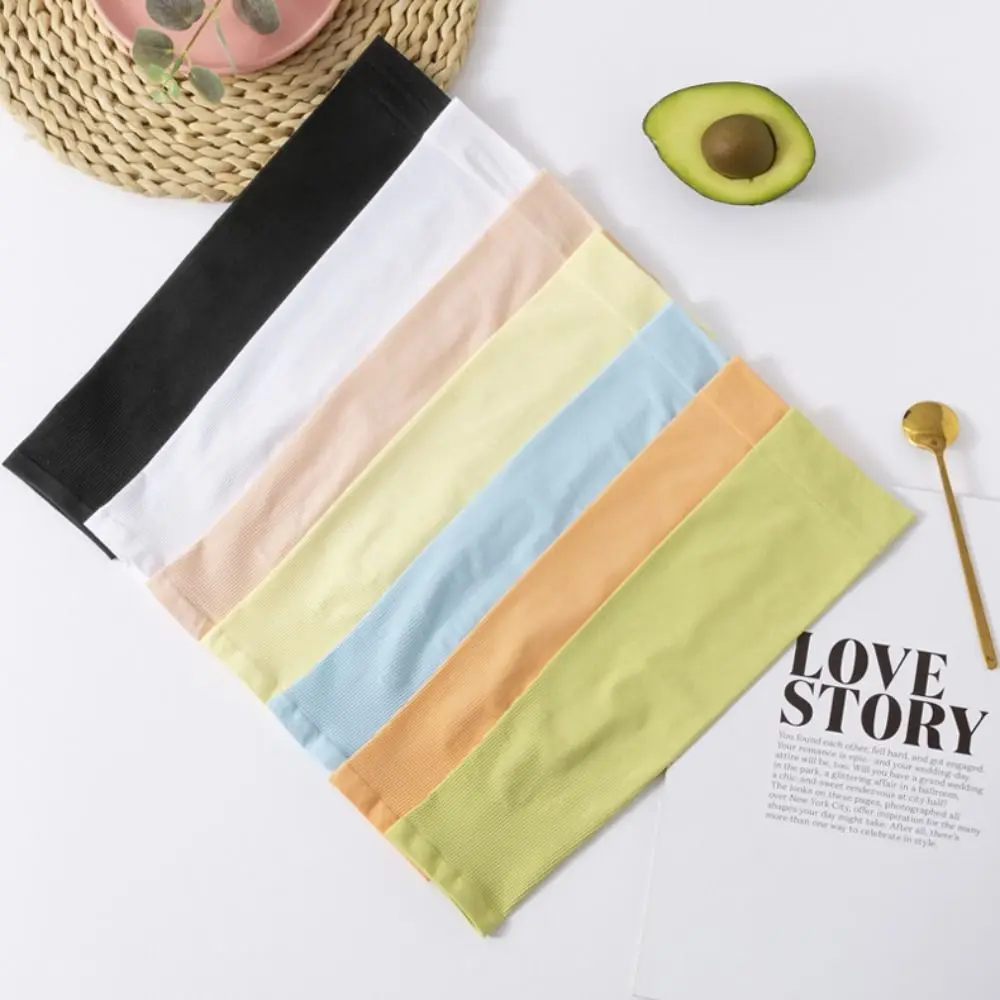 Sports Outdoor Simple Ice Silk Solid Color Kid Sunscreen Sleeves Children Arm Sleeves Sun Protection Korean Style Oversleeves