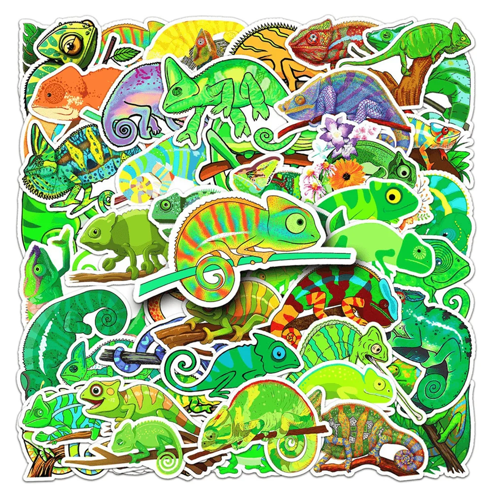 50pcs Cartoon Chameleon Anole Sticker For Phone Guitar Laptop Suitcase Stationery Stickers For Children Scrapbooking Supplies