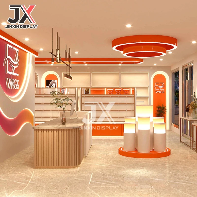 custom.Custom Modern Wig Retail Shop Display Cabinet Salon Showcase Furniture Hair Counter Shelf Interior Design Layout So