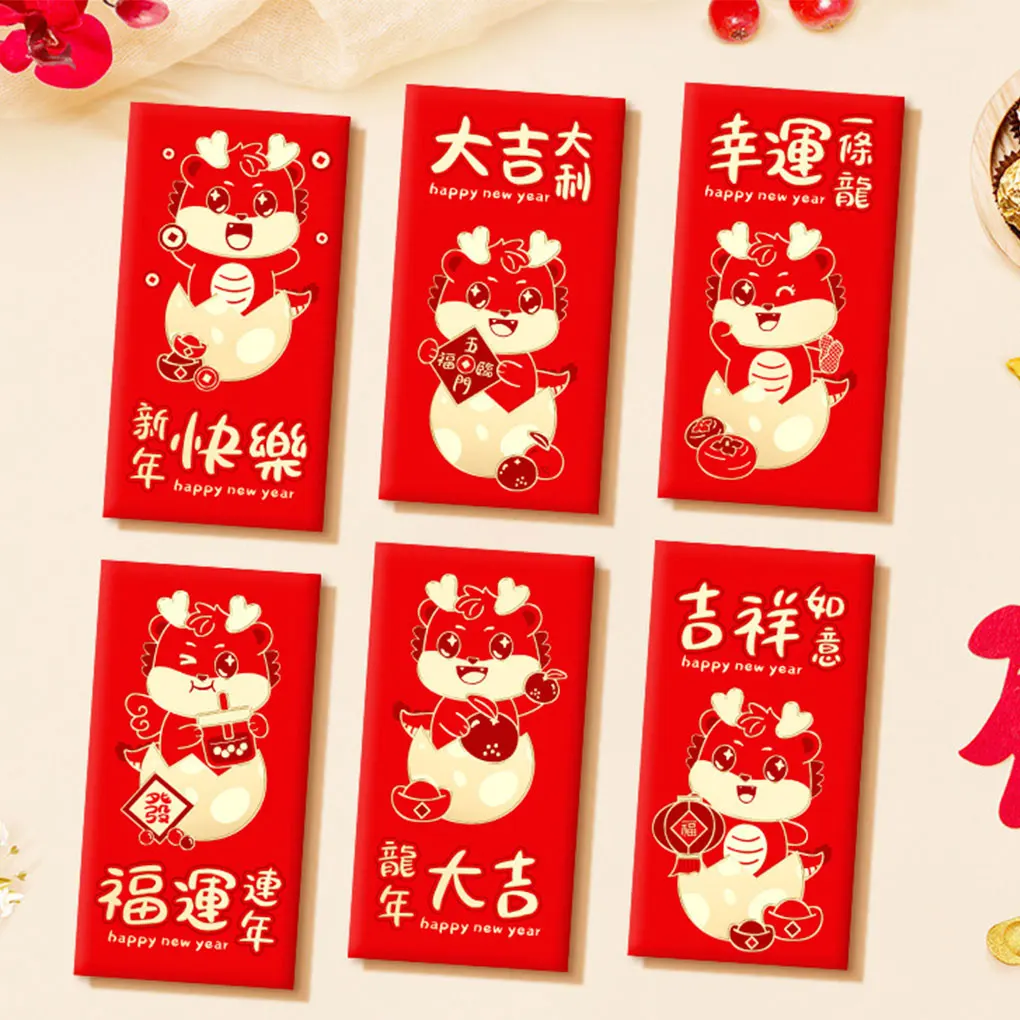 3Set Rode Envelop Rood Lentefestival Rode Envelop Jaar Van Draak Trekt Rijkdom Aan, Gemakkelijk Te Materialen