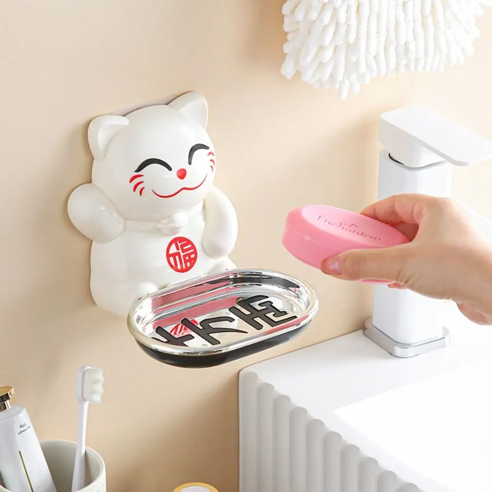 

Wall-Hanging Cat-Shaped Soap Dish Durable No Punching Required Wall-Mounted Soap Dish Stable Versatile Hanging Soap Holder