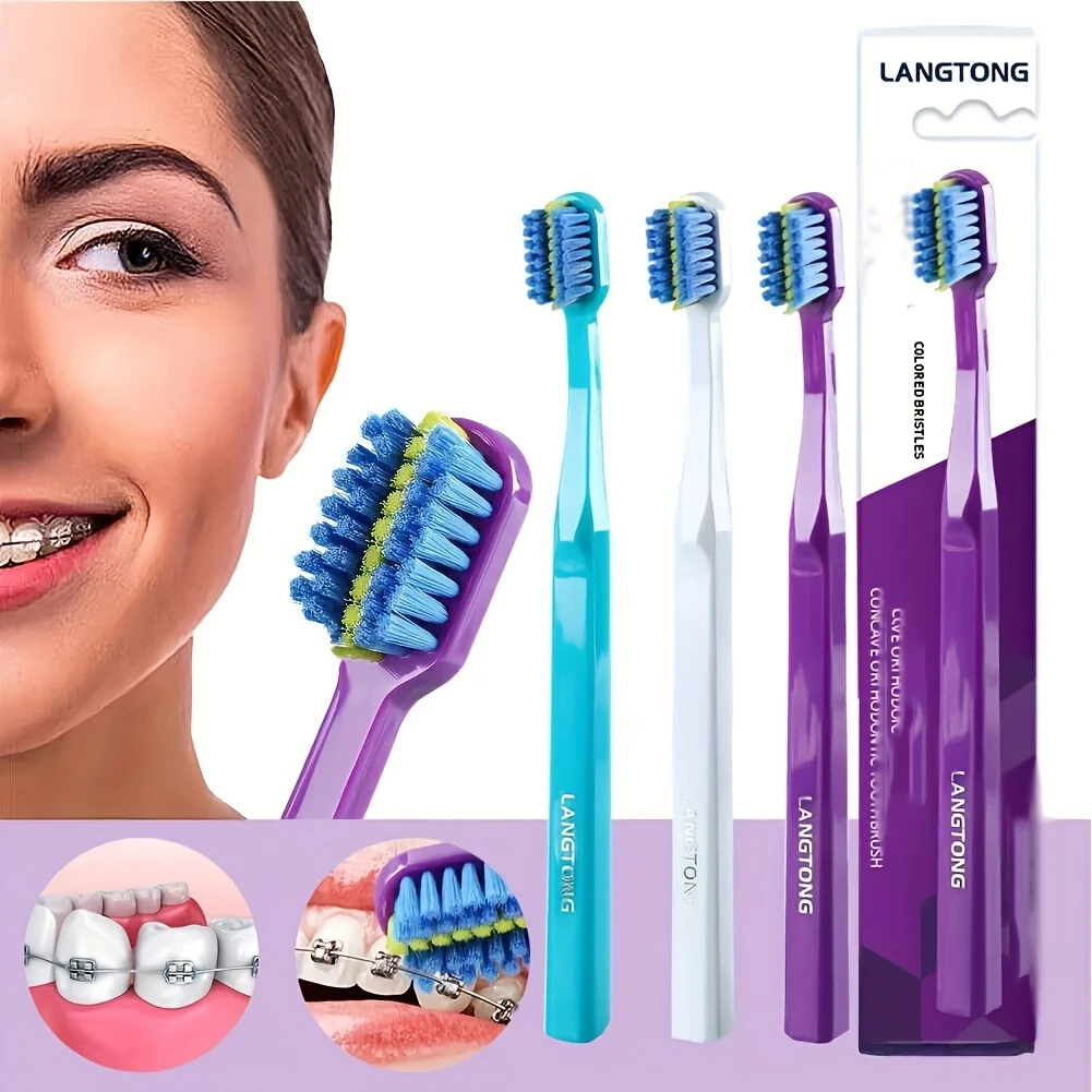 2pcs Soft Bristle Oral Toothbrush for Adults - Gentle Cleaning, Ideal for Braces & Oral Care