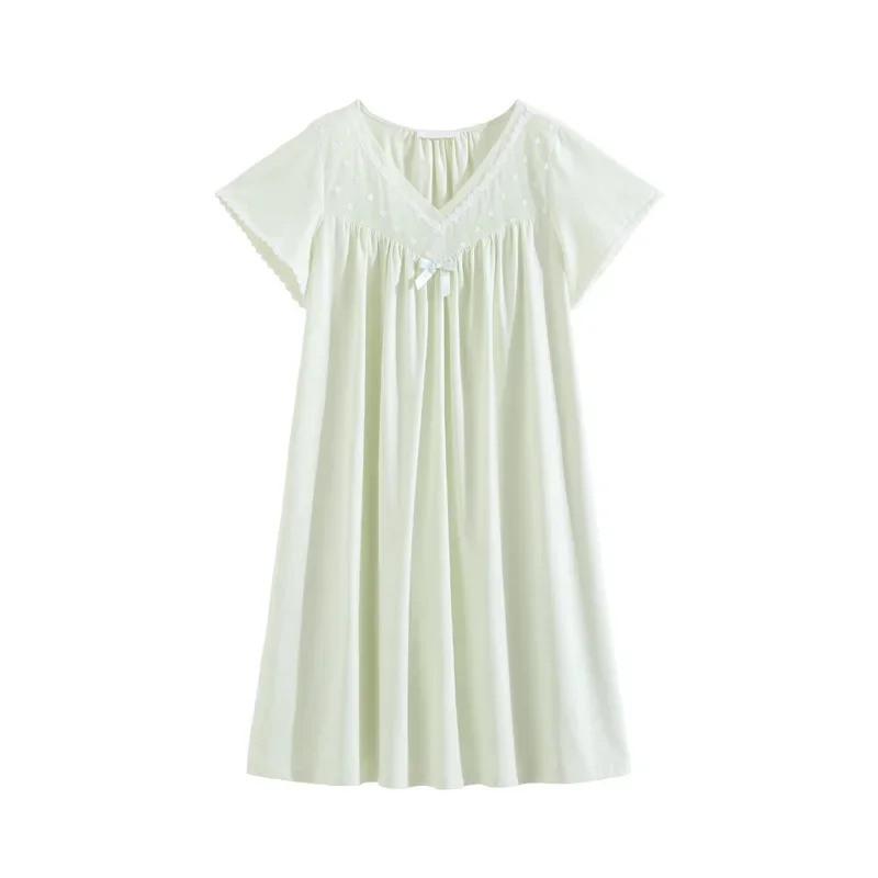 French Vintage T-shirt Nightgown Sweet Princess Modal Pajamas Nightdress Ladies Summer Fairy Victorian Sleepwear Nightwears - view 5