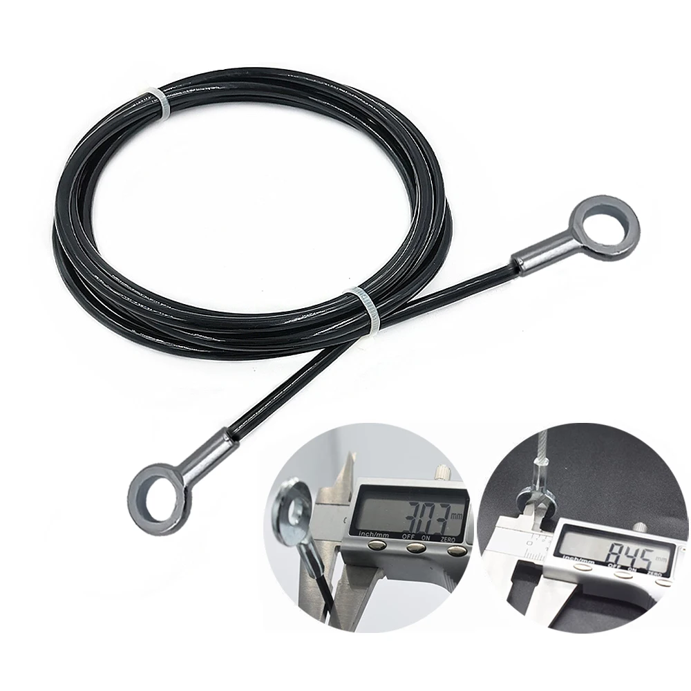 1PCS 3/5mm Black PVC Coated Cable 304 Stainless Steel Safety Rope  Insurance Rope With M8 Galvanized Hole Terminal Widely Used
