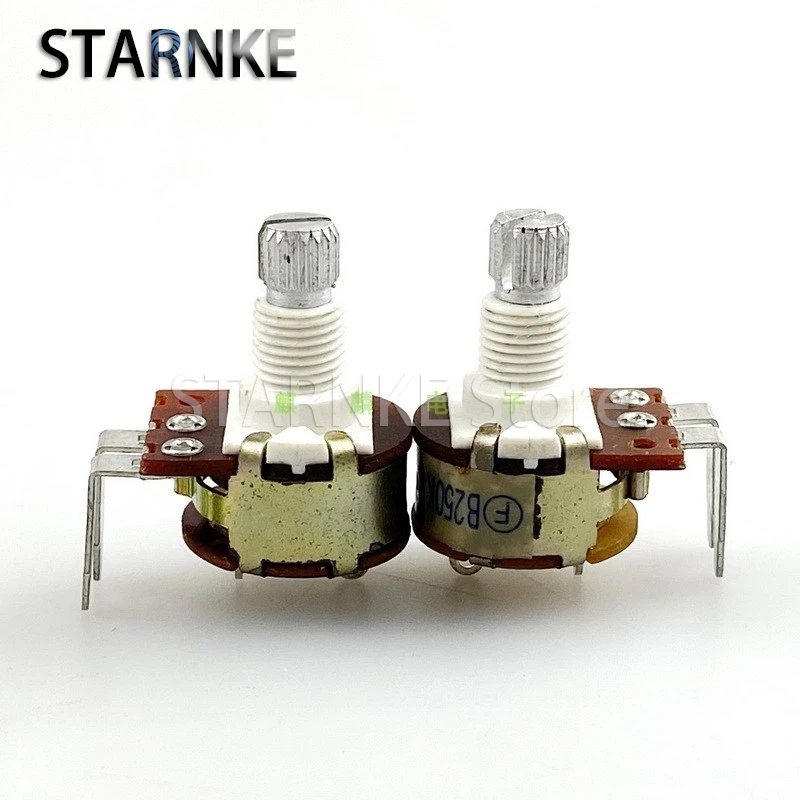 2PCS 16 Type Single Potentiometer With Rotary Switch B250K Speaker Volume Desk Lamp Switch Flower Shaft Length 15mm