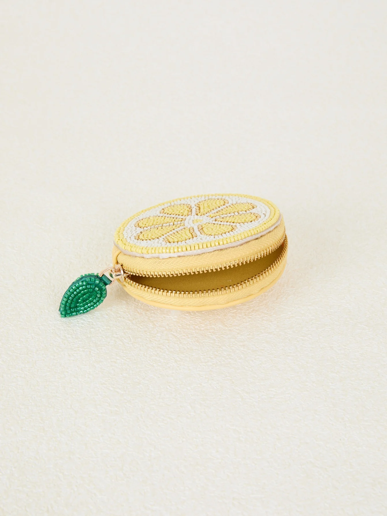 Embroidery beaded money wallet Beadwork fruit orange lemon round coin purse handmade small pouch orange colour 2026 spring new view 6
