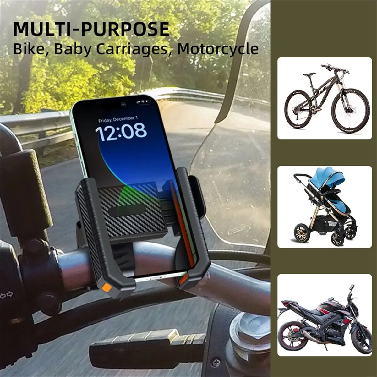 A64I For Electric Scooter, Motorcycle, Mountain Bike, Battery-Powered Vehicle, Shock- Phone Mount for Cycling