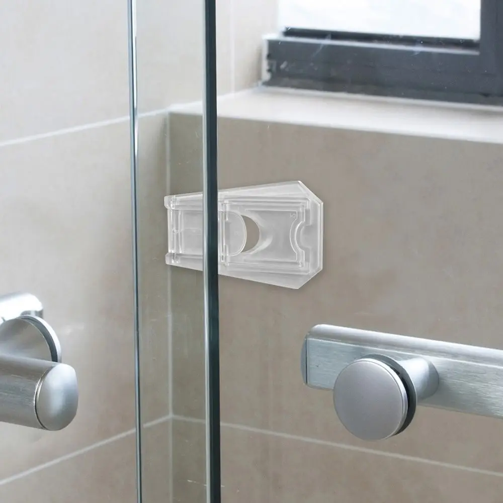 Transparent Sliding Door Lock Self-adhesive Anti-pinch Sliding Sash Stopper Strong Fixation Cabinet Door Lock