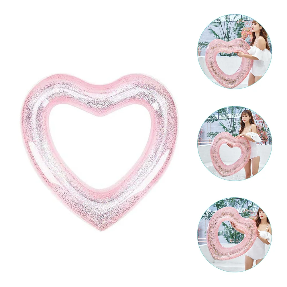 

Sequin Swim Ring Heart-shaped Bachelorette Pool Float Tube Toy Inflatable Swimming Glitter Pvc Summer Baby