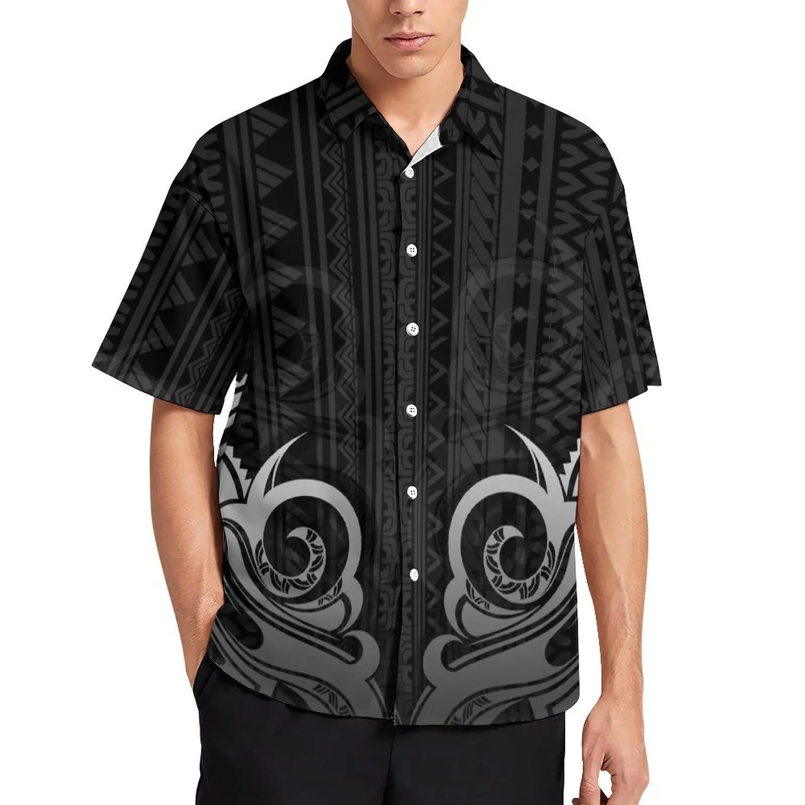 Polynesian Women Cute Long Dress With Lace Samoan Culture Men Shirt With Pocket Chic Couple Suit Matching