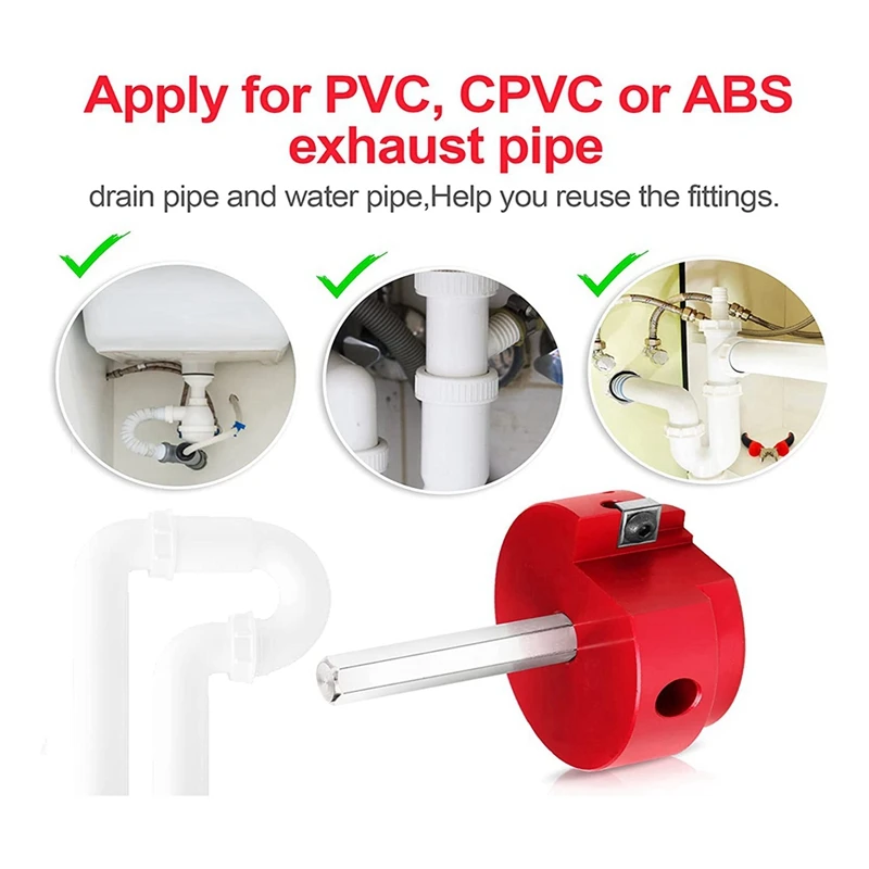 Clean Reamer PVC Socket Saver With 3/8Inch Hex Shaft,With 2Inch Head Aluminum For Water Lines