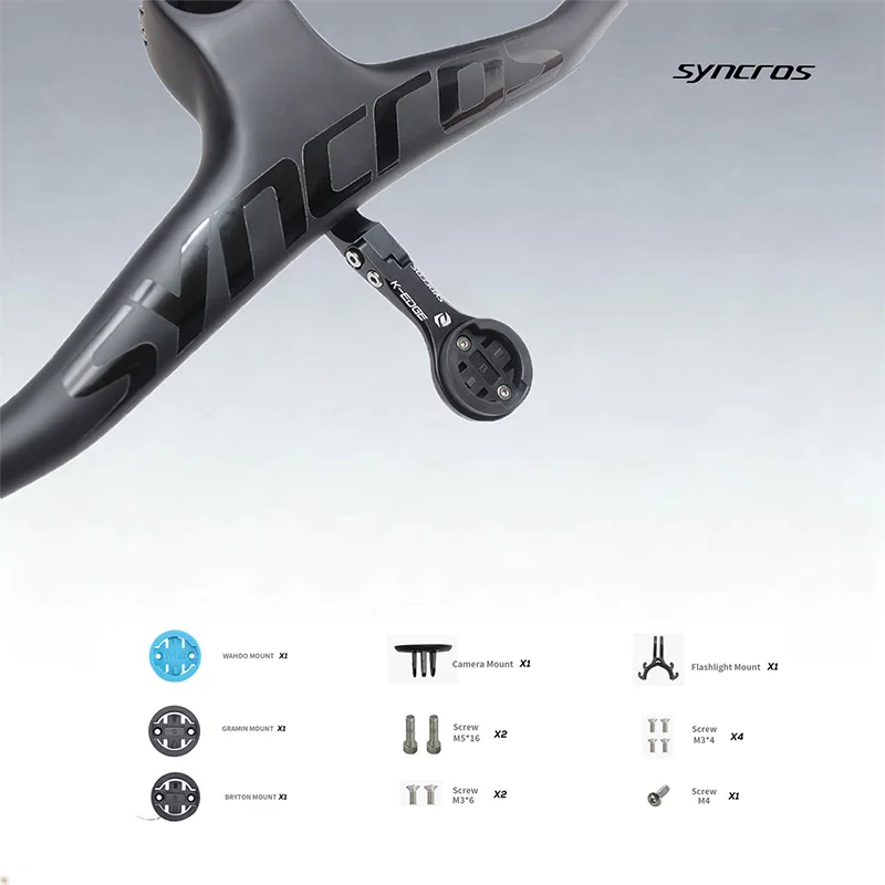 SYNCROS Alloy Universal Bike Computer Mount Code Table Rack, Wahoo, Garmin, Bryton, Adecuado para bicicletas de carretera y montaña