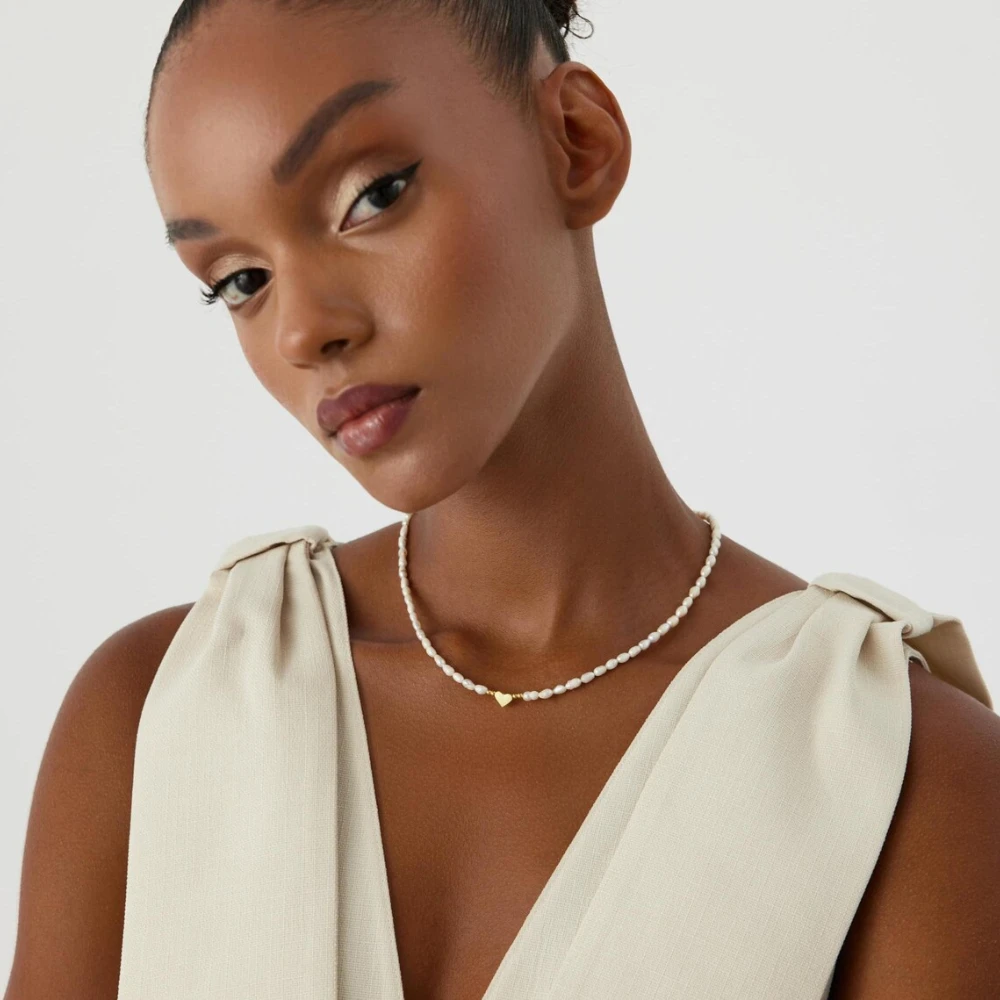 Hengsheng 2025 Newest 3-4mm Rice Shape Freshwater Pearl Necklaces for Women 40cm 45cm 50cm 4cm Adjustable Necklaces Jewelry Gift