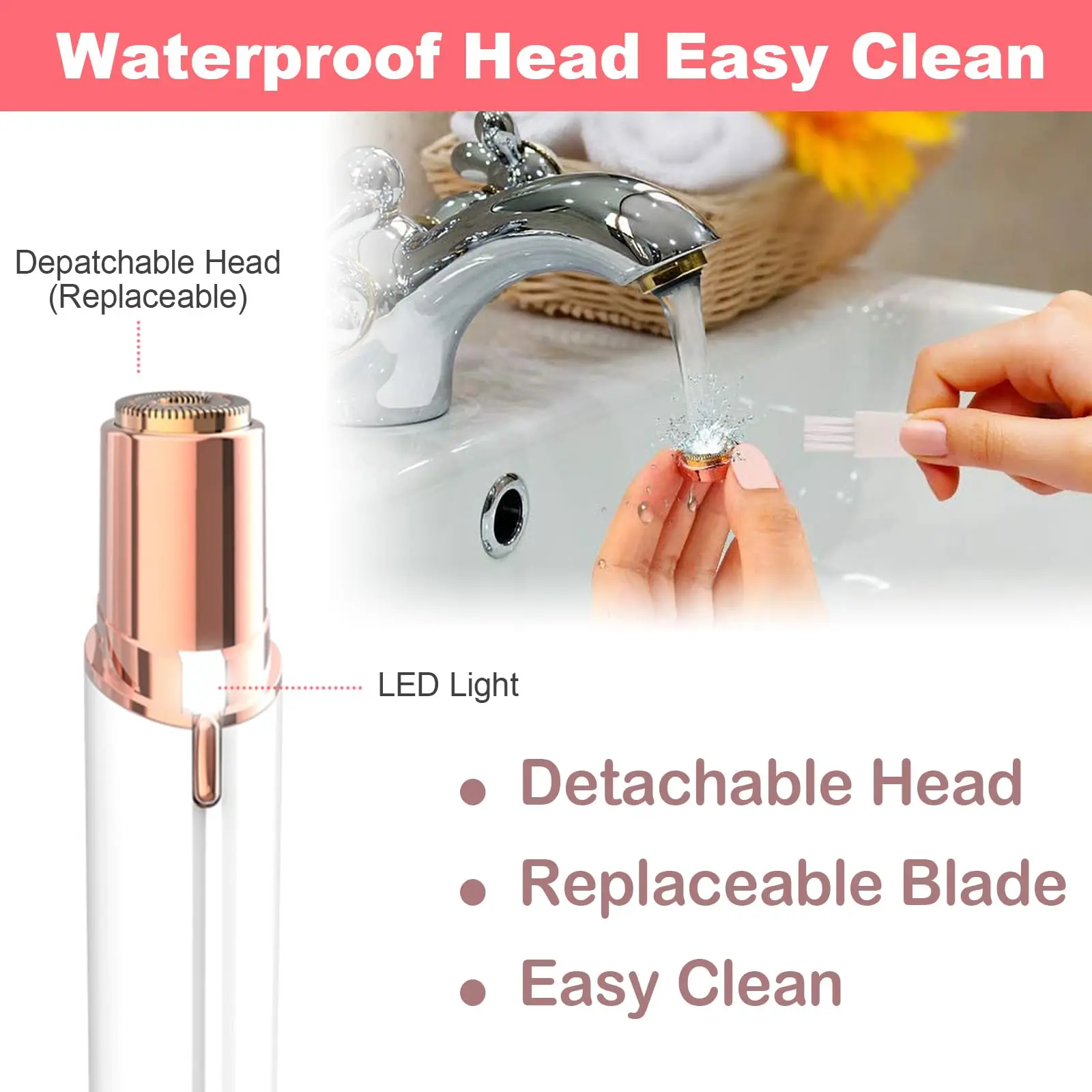 フィニッシングタッチ ヘアリムーバー 女性用電気シェーバー LEDライト付き 瞬時に痛みなくポータブルなリップスティック型脱毛ツール