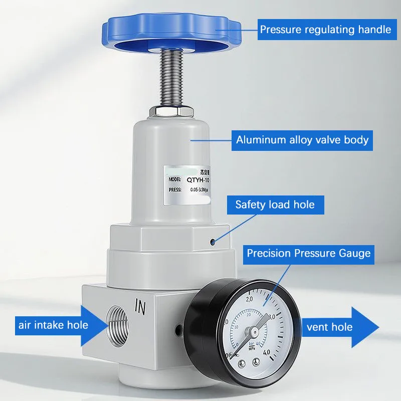 QTYH-15 Pneumatic Pressure Regulator High Pressure Reducing Valve For Air Compressor Air Pump