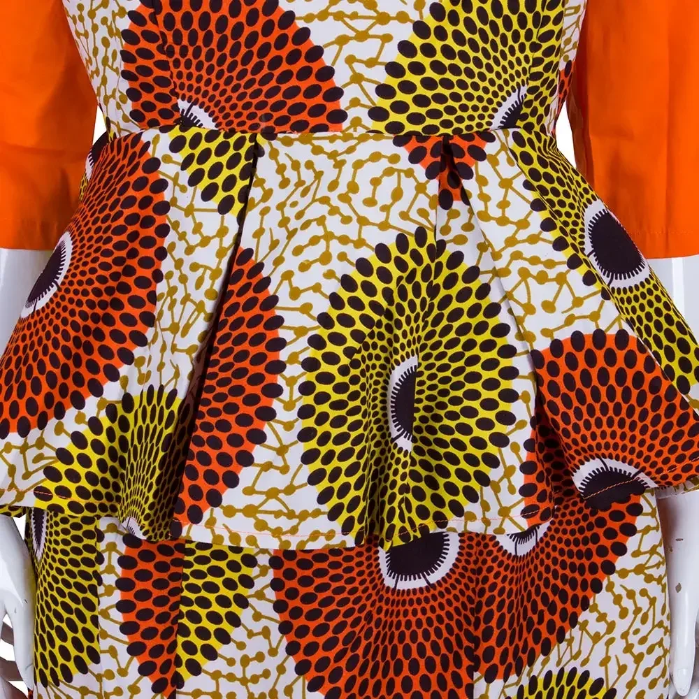 Bintarleawax African Women Skirt Set Dashiki Cotton Crop Top and Skirt Set+Head Scarf Women Suits Outfits WY1437 image 5