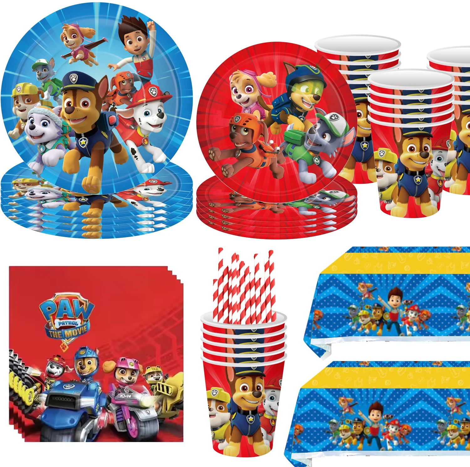 Dekoracje na przyjęcie urodzinowe Psi Patrol Jednorazowa zastawa stołowa Obrus Talerz Torba na prezenty Psy Skye Balon Baby Shower Artykuły na przyjęcie dla dzieci