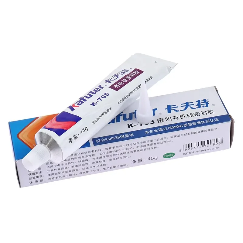 Kafuter Silicone Industrial Electron  Adhesive 45g K704 705 704B RTV Silicone Rubber Black White Transparent Glue Diy Panel Glue