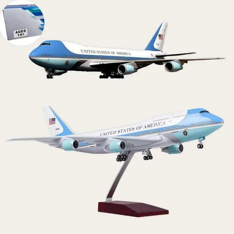 

B747 Airplane Model 1/150 Scale Air Force One 47cm Die-Cast Resin with LED Lights And Wheels Collection Home Decor Display