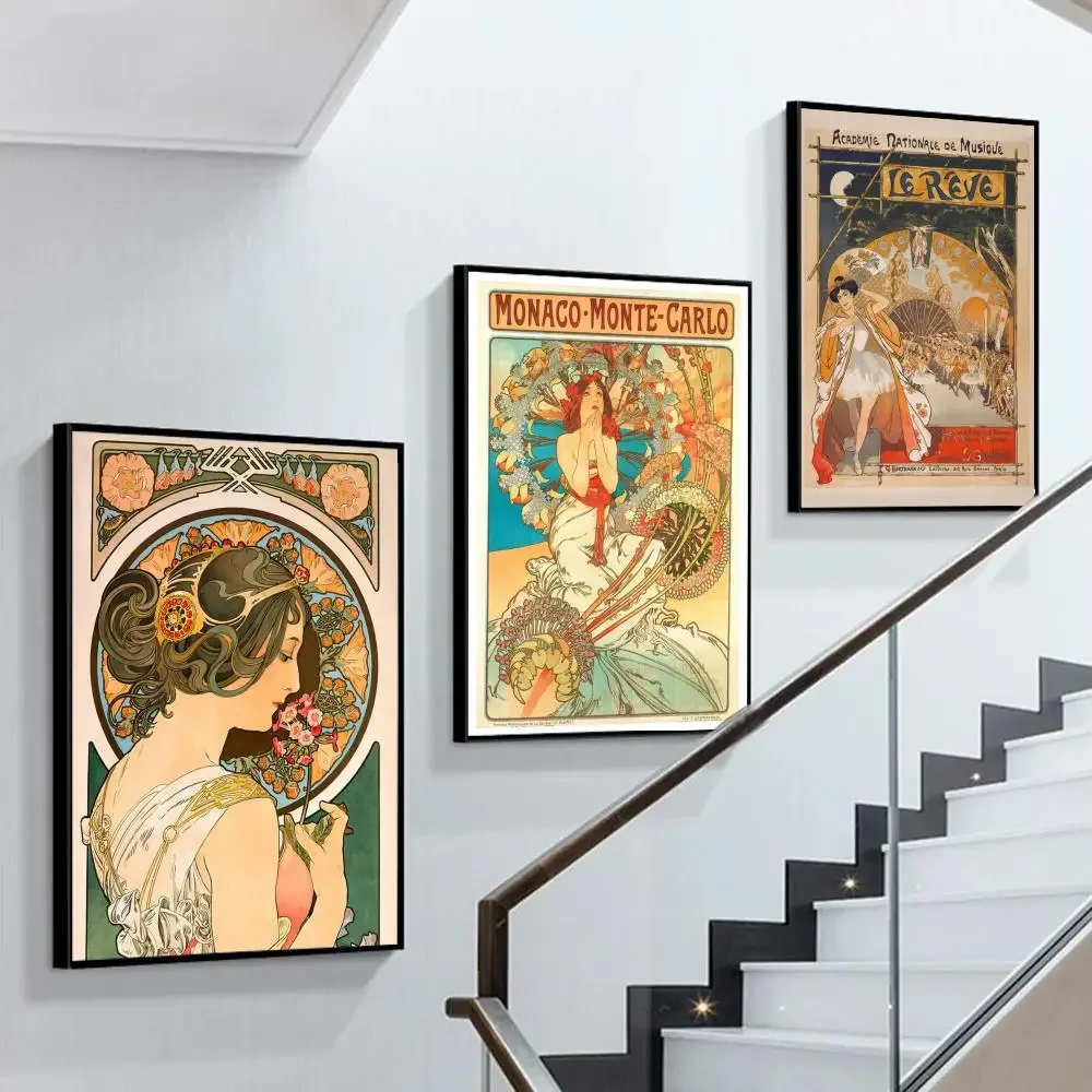 Art Nouveau Poster Self-adhesive Art Poster Whitepaper Prints Posters Artwork Aesthetic Art Wall Painting