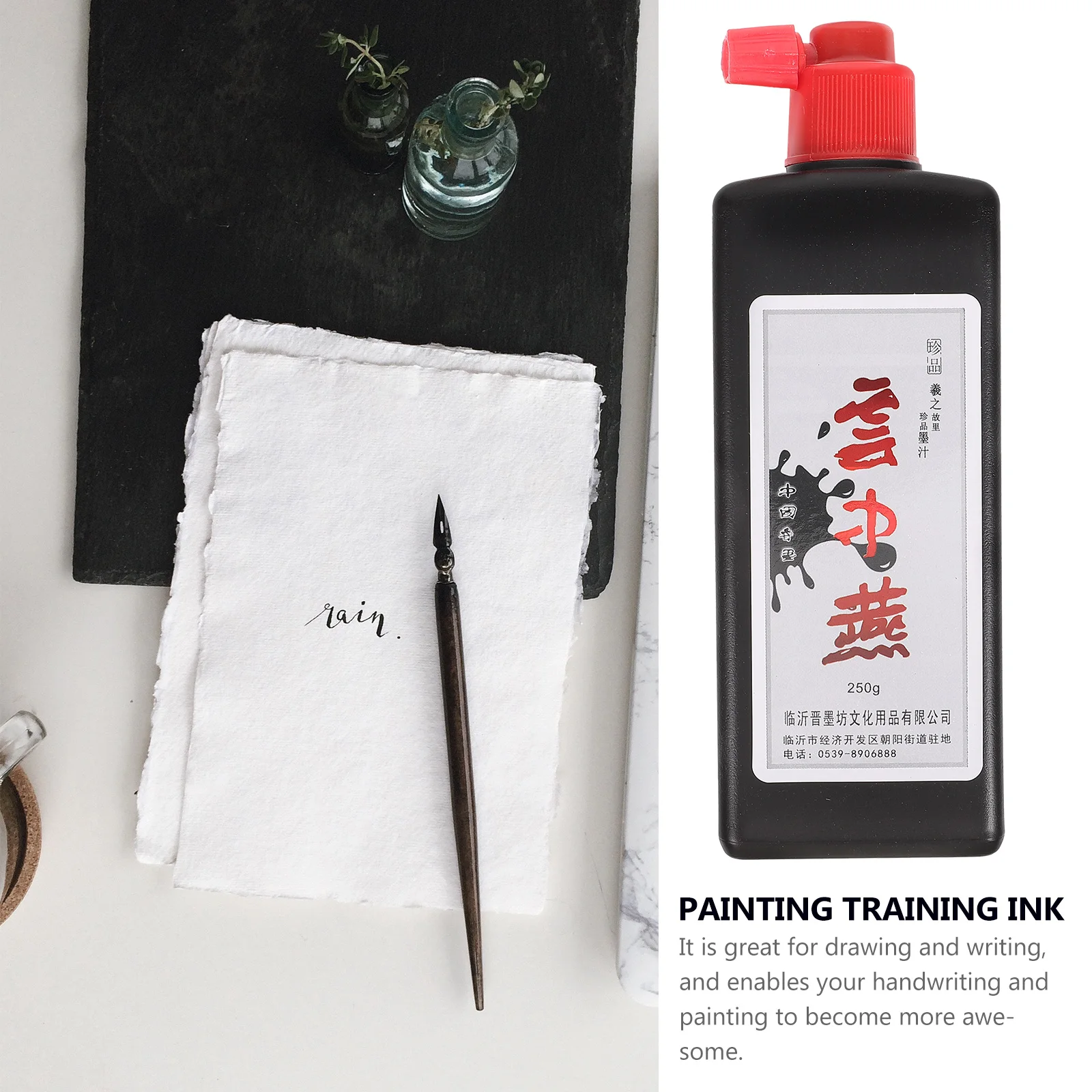 

Calligraphy Ink Chinese Black Painting and Bottle Liquid Traditional Office Style