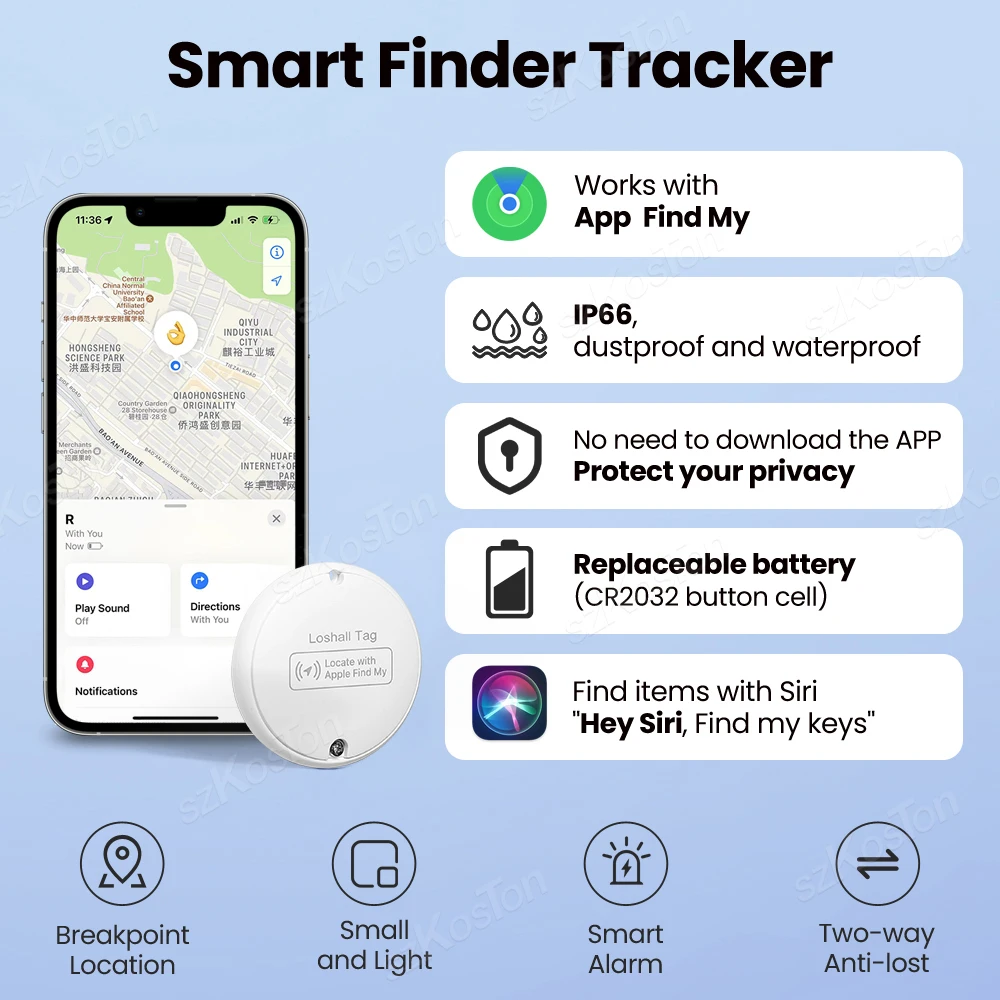 Pet GPS Mini Locator Only for iOS System Find My APP Anti Loss Device GPS Tracker Smart Tag for Kids Cat Dog Key Finder Luggage