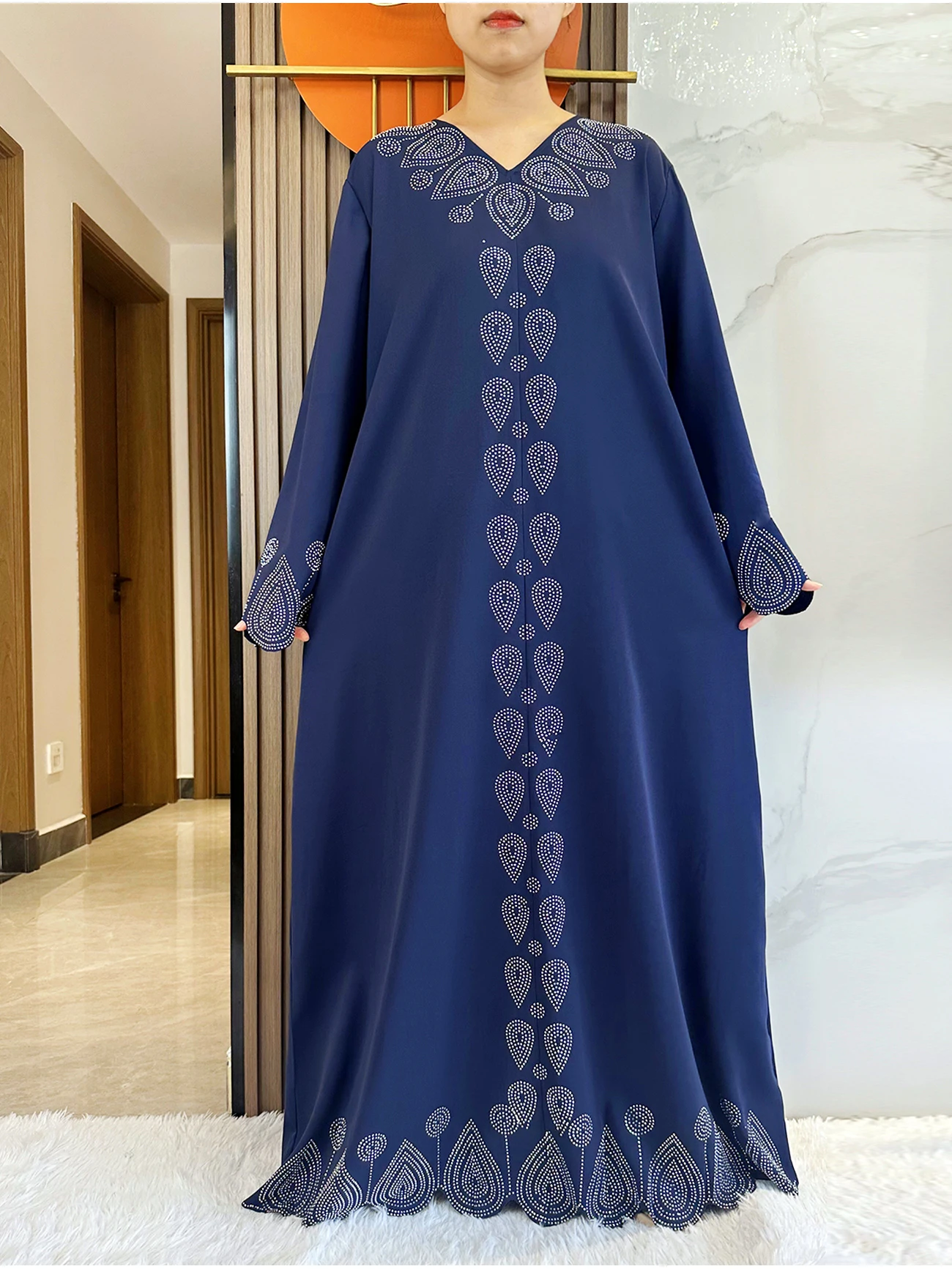 New 2024 Dubai Diamond Muslim Modest Dress for Women Elegant Arabic Femme Hijab Abaya 2024 Islamic Long Sleeve Turkey Clothing