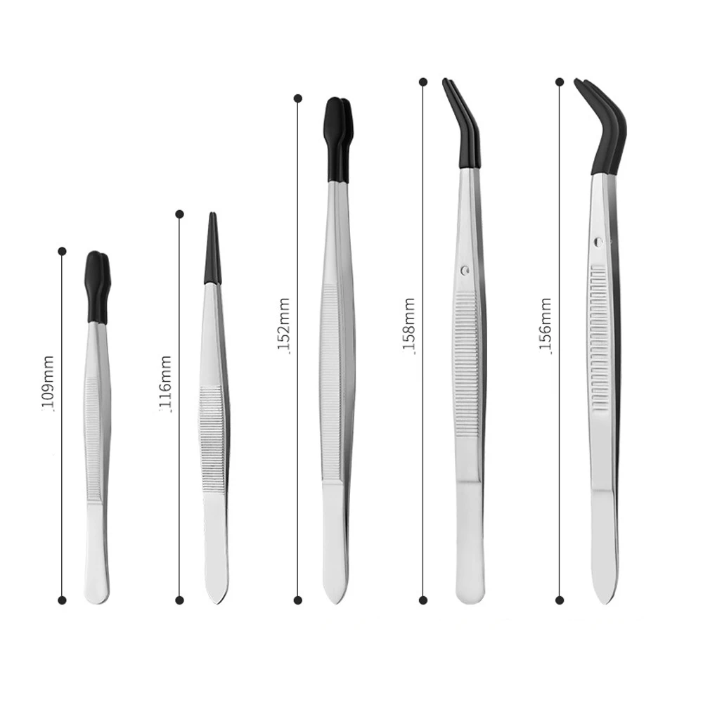 1Pc Pinzette per ciglia finte con punte in gomma Silicone rivestito in PVC Punta piegata e piatta Strass Picker Pinzette Strumenti per il trucco