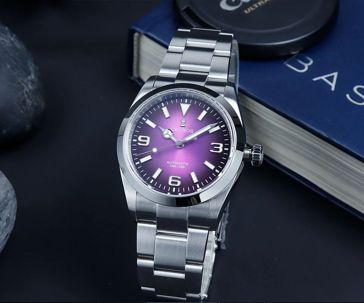 Cronos EX Mechanical Men Watch 36mm PT5000 Miyota90S5 AutomaticSapphire Glass Bushed Bracelet 10ATM L6032M - Image 2