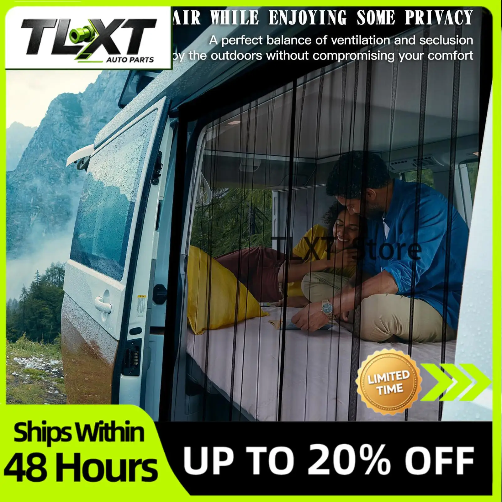 TLXT RV Sliding Door Fly Screen Magnetic Sliding RV Mosquito Screen Camper Flyscreen Van Mosquito Curtains for Van Sliding Doors