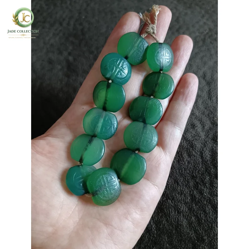 Tibetan Backflow Old Pulp Flat a String of Blue Agate Beads Accessories
