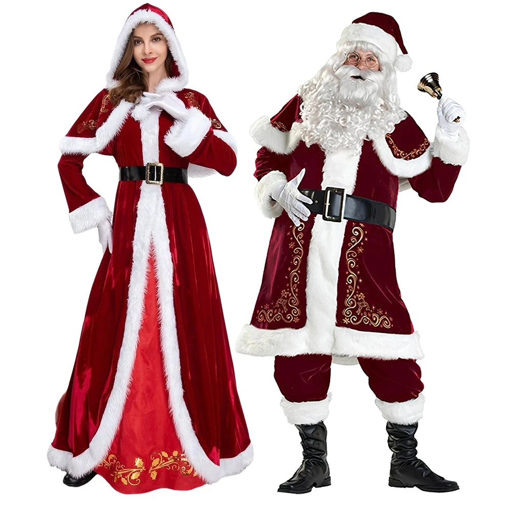 

Christmas Santa Claus Costume Adult Xmas Christmas Couples Costume Party Dress Outfit Santa Claus Cosplay Costume