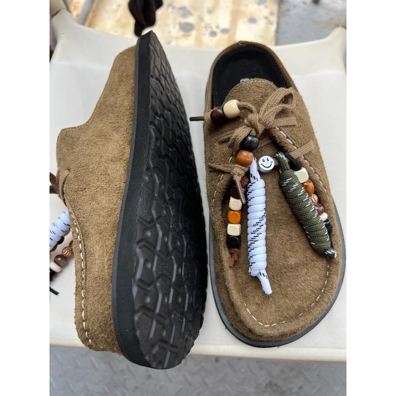 Women Men Clogs Cow Suede Leat - Suede Loafers Men บทวิจารณ์และราคา