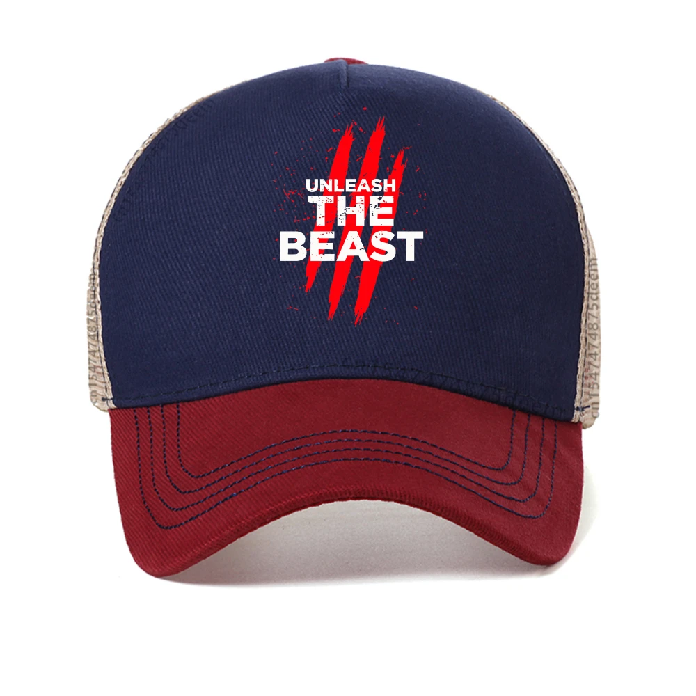 

unleash the beast letter print baseball cap with an Adjustable Fit And a Fun Printed Design Snapback Hat Breathable Trucker Hats