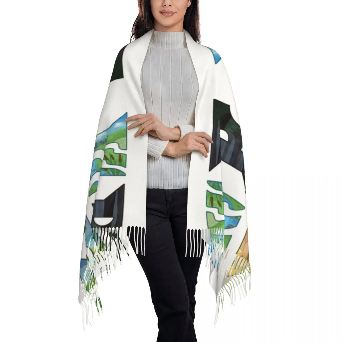 Classic Four Warriors Warrior Cats Logo Scarf Tassel Scarves Women Soft Warm Shawls and Wraps Long Fall Winter Shawl Wrap