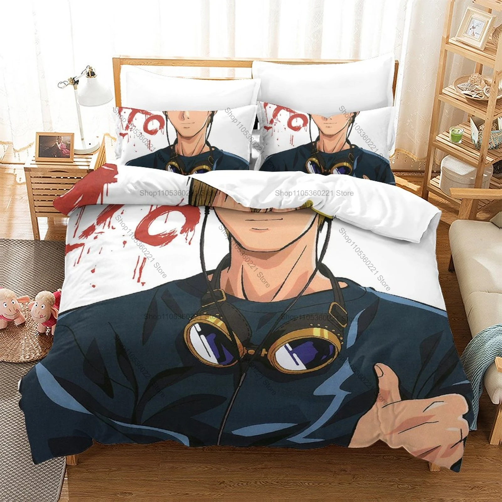 Cool Icon Onizuka Eikichi Graphic GTO Bedroom Decor Bedding Duvet Cover + 2 Pillowcases Classic Anime Fan Room Decor
