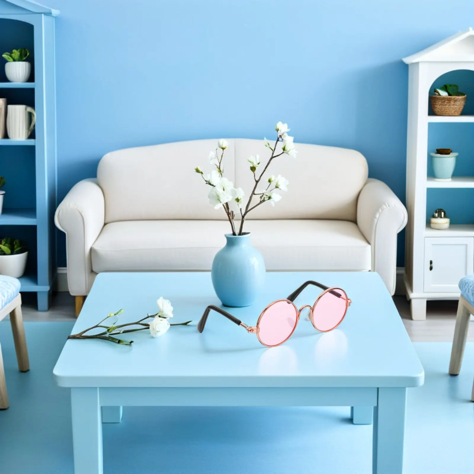 

3Pcs Miniature Metal Glasses for Dollhouse Accessories DIY Crafts Tiny Wire Rim Spectacles Photo Props Decoration