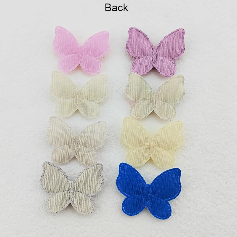 32 Stück, 4 x 3,5 cm, doppellagige Schmetterlingsapplikationen mit Pailletten, zum Aufnähen auf Babysocken, -mützen, für DIY-Kopfbedeckungen und als Accessoires. – Detail 3