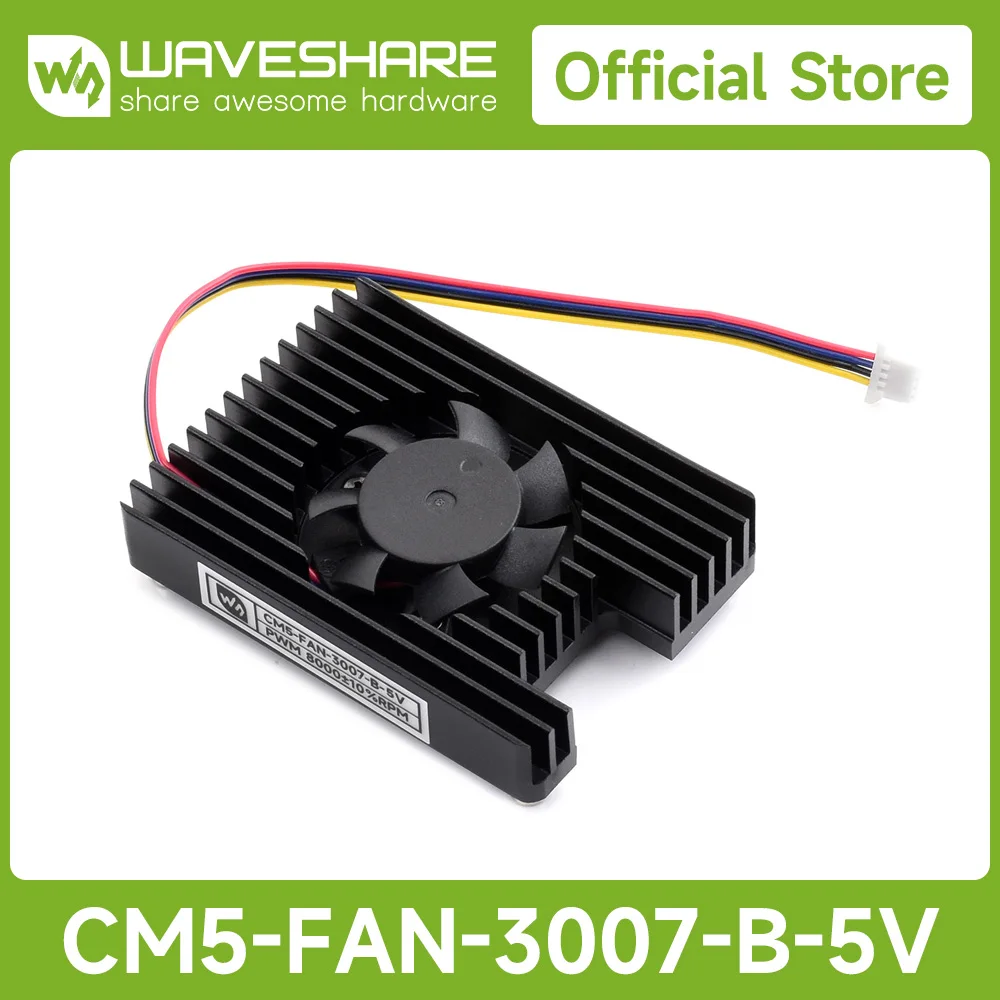 Waveshare Dedicated All-in-one 3007 Cooling Fan For CM5, 5V Power Supply,  with Thermal Tapes, Speed Adjustable