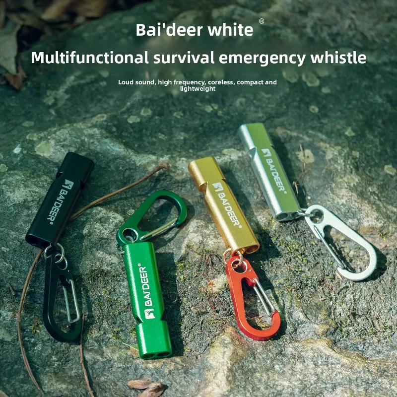 

Aluminum alloy survival whistle with high volume and anti-loss hanging rope for outdoor emergency use