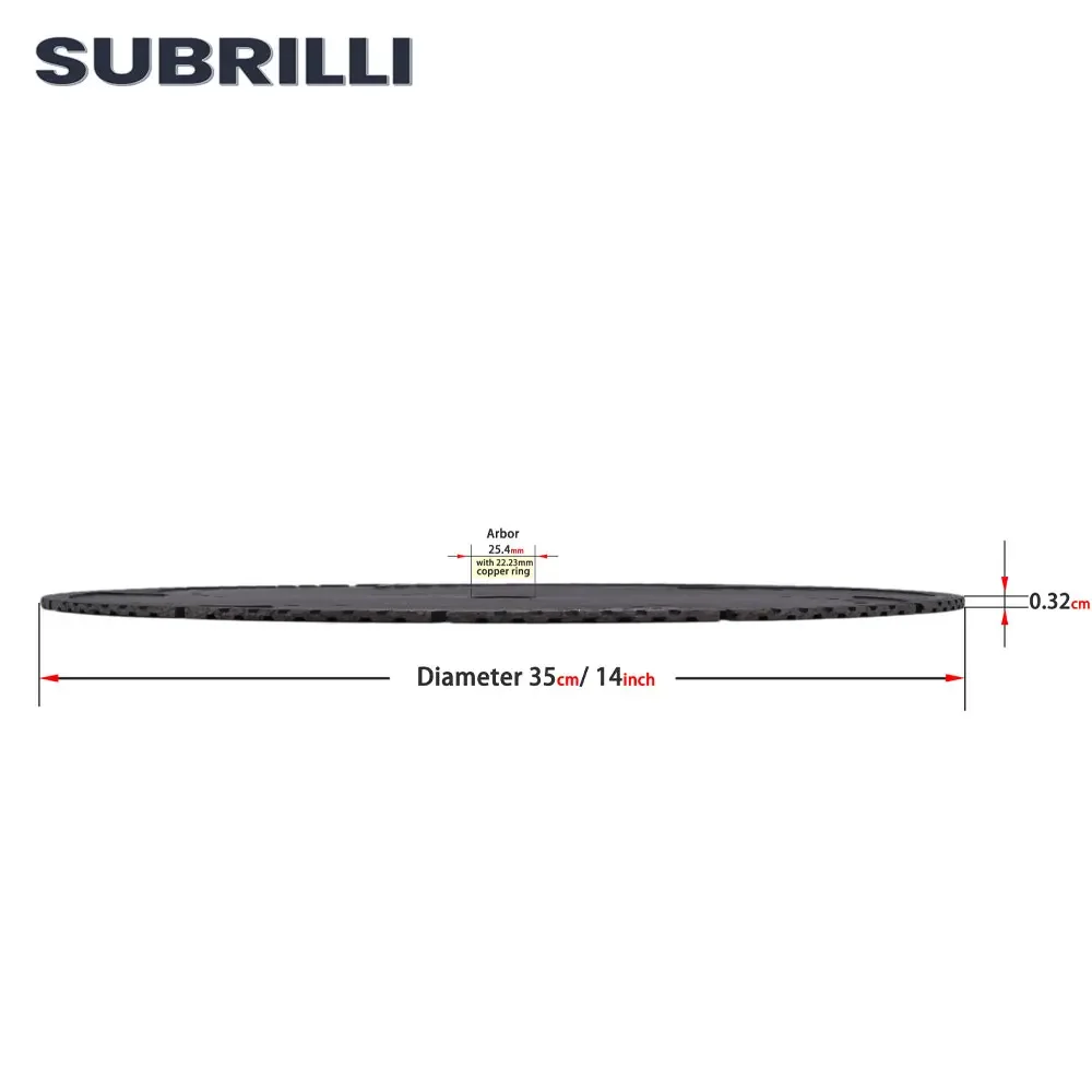 SUBRILLI 14Inch Diamond Turbo Saw Blades With Slant Protection Teeth 350mm Diamond Cutter for Granite Marble Cutting Disc