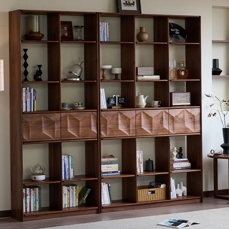 

North American black walnut against the wall bookshelf modern simple solid wood bogu shelf Duobao Pavilion ornament storage