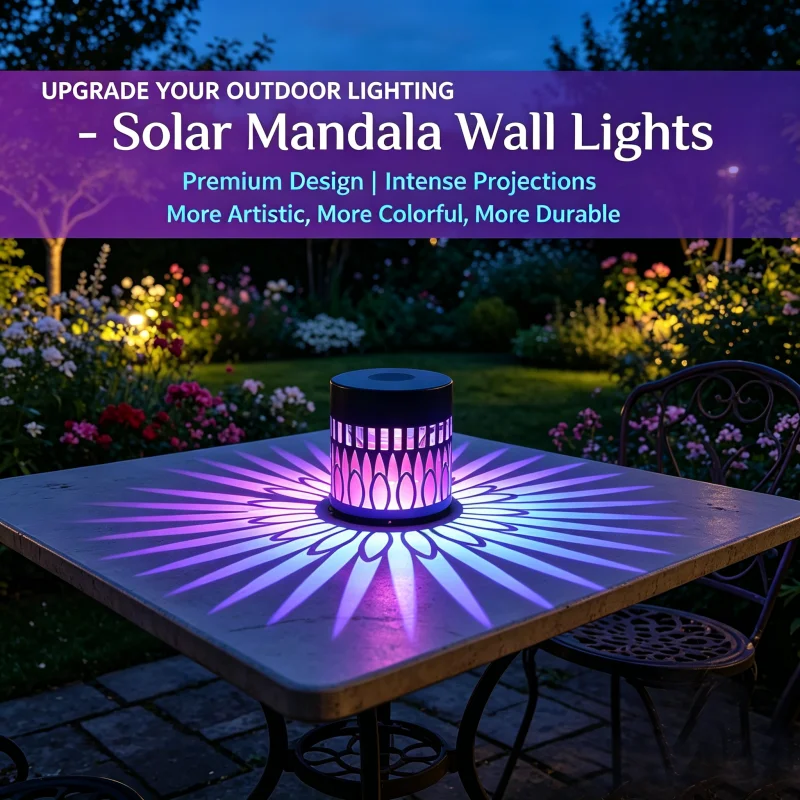 Hollow Floral Pattern Solar Projection Wall Light Outdoor Solar Powered Garden Shadow Decor Lamp Waterproof Metal JJ1954HRN
