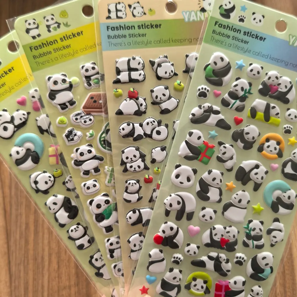 

4Packs 3D Panda Fashion Stickers Bundle - Cute Waterproof Craft Material for Journals, Laptops & Daily Decor Sticker Story Store