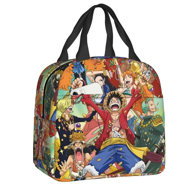 

Anime One Piece Lunch Box Multifunction Pirate King Luffy Cooler Thermal Food Insulated Lunch Bag Portable Picnic Tote Bags
