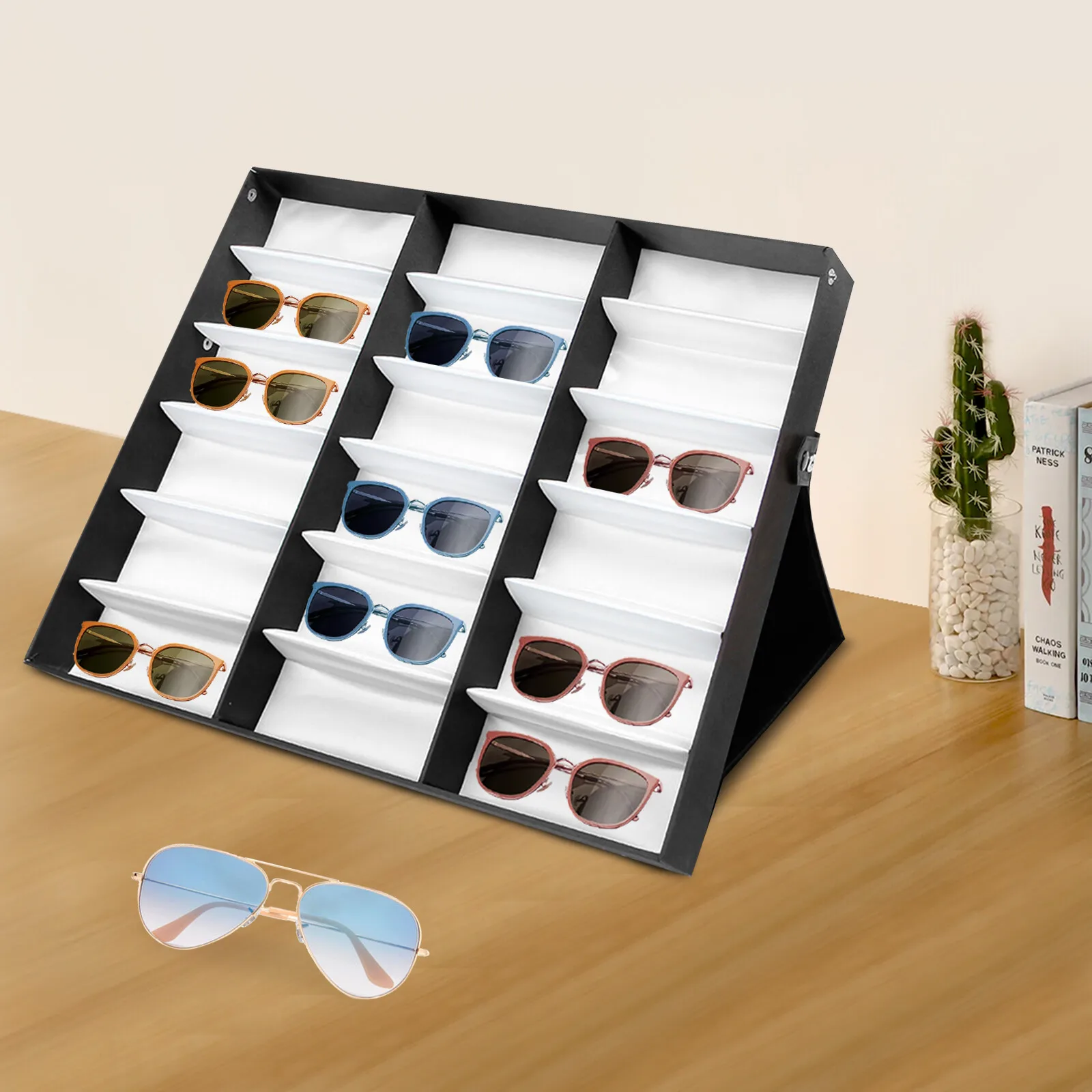 

18 Slots Eyeglasses Storage Box Sunglasses Organizer Display Case Glasses Holder